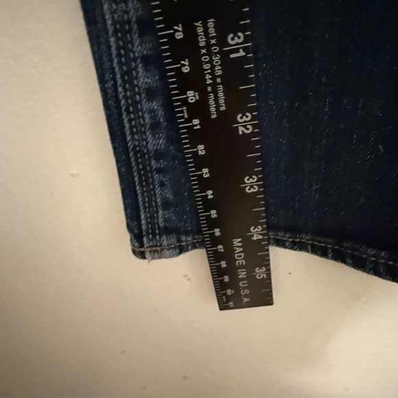 American Eagle Women's Blue Distressed Jeans Size 4 XLong Double Button Flared - Picture 8 of 16